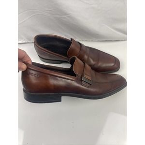 ECCO Penny Loafer Mens Buckle Brown Leather Slip On Shoes Size 46 US 12 12.5